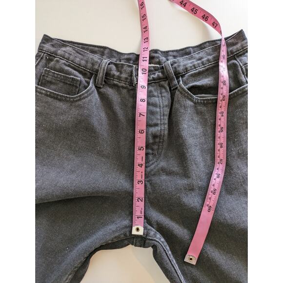 Princess Polly Jeans Denim Ripped Distressed Straight Button Fly Black Size 8 - Picture 13 of 14